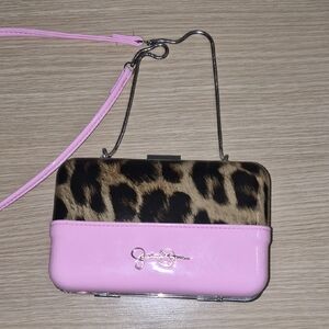 Jessica Simpson Pink and Leopard Clutch